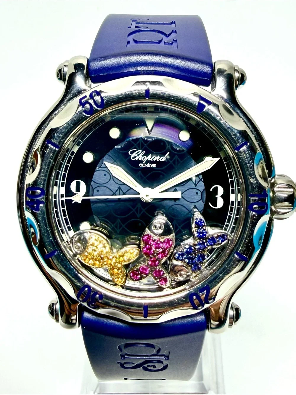 CHOPARD HAPPY SPORT Quartz 38mm Steel 3 Floating Fishes Watch